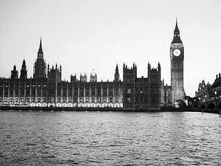 Image showing Black and white Houses of Parliament in London