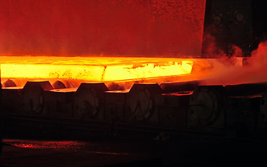 Image showing hot steel on conveyor