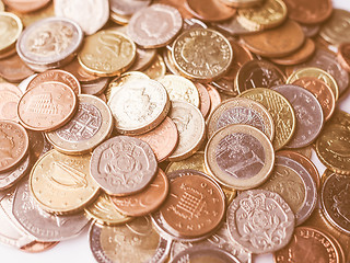 Image showing  Euro and Pounds coins vintage