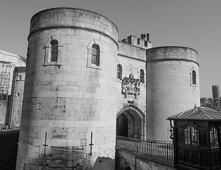 Image showing Black and white Tower of London