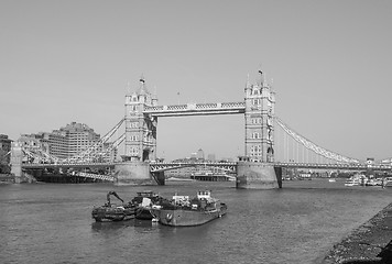 Image showing Black and white Tower Bridge in London