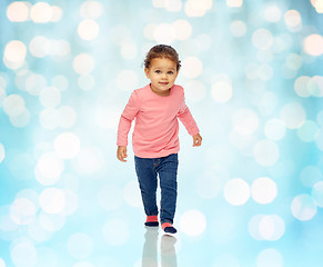 Image showing beautiful little baby girl walking