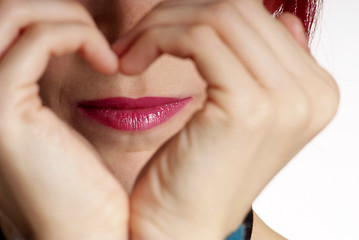 Image showing woman shows heart