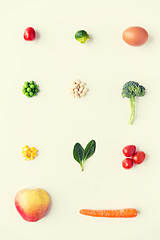 Image showing close up of ripe vegetables and food over white