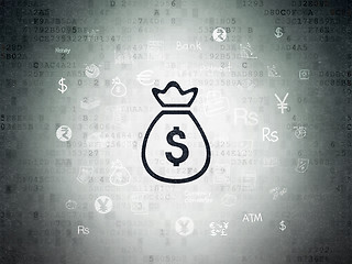 Image showing Currency concept: Money Bag on Digital Paper background