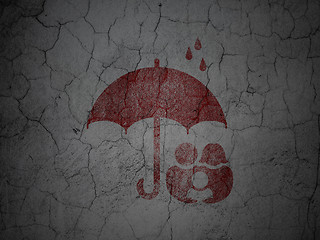 Image showing Privacy concept: Family And Umbrella on grunge wall background