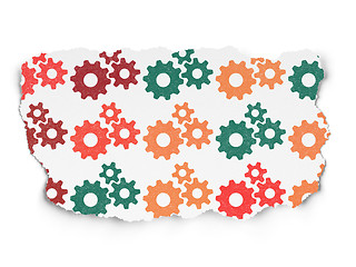 Image showing Web development concept: Gears icons on Torn Paper background