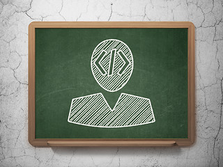 Image showing Programming concept: Programmer on chalkboard background