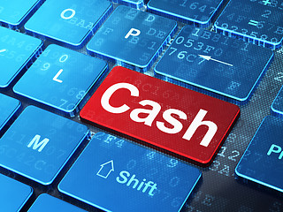 Image showing Currency concept: Cash on computer keyboard background