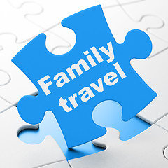 Image showing Travel concept: Family Travel on puzzle background