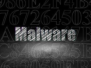 Image showing Safety concept: Malware in grunge dark room