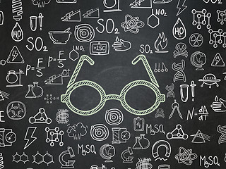 Image showing Science concept: Glasses on School Board background