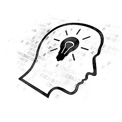 Image showing Data concept: Head With Lightbulb on Digital background
