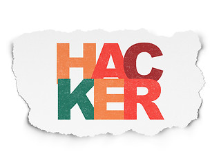 Image showing Protection concept: Hacker on Torn Paper background