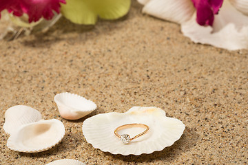 Image showing Wedding ring in a shell