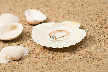 Image showing Wedding ring in a shell