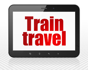 Image showing Travel concept: Tablet Pc Computer with Train Travel on display