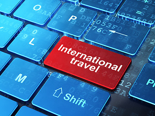 Image showing Travel concept: International Travel on computer keyboard background