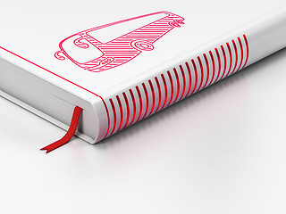 Image showing Tourism concept: closed book, Bus on white background