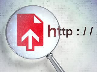 Image showing Web development concept: Upload and Http : / / with optical glass