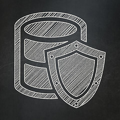 Image showing Programming concept: Database With Shield on chalkboard background