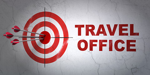 Image showing Vacation concept: target and Travel Office on wall background