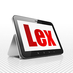 Image showing Law concept: Tablet Computer with Lex on display