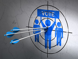 Image showing Politics concept: arrows in Election Campaign target on wall background