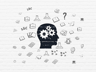 Image showing Education concept: Head With Gears on wall background