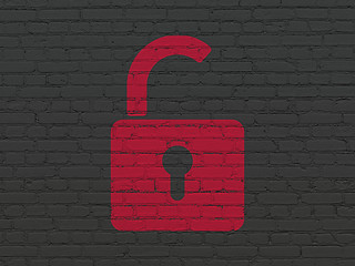 Image showing Information concept: Opened Padlock on wall background