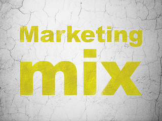 Image showing Advertising concept: Marketing Mix on wall background