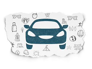 Image showing Vacation concept: Car on Torn Paper background