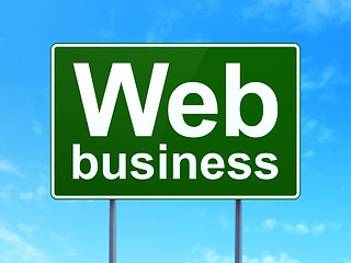 Image showing Web development concept: Web Business on road sign background