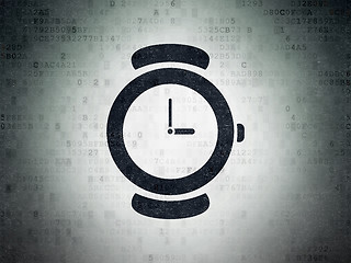 Image showing Timeline concept: Watch on Digital Paper background