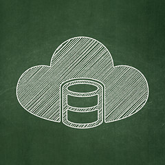 Image showing Cloud computing concept: Database With Cloud on chalkboard background