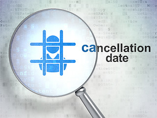 Image showing Law concept: Criminal and Cancellation Date with optical glass