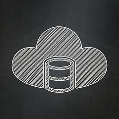 Image showing Cloud computing concept: Database With Cloud on chalkboard background