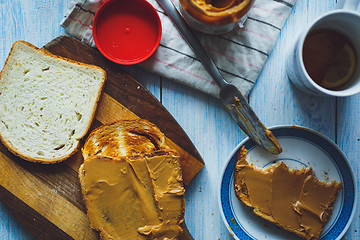 Image showing Peanut butter sandwiches or toasts