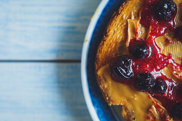 Image showing Sandwich with peanut butter and black currant jam