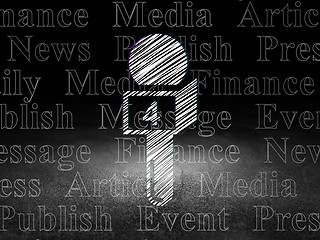 Image showing News concept: Microphone in grunge dark room