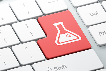 Image showing Science concept: Flask on computer keyboard background