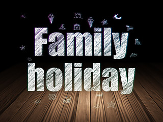 Image showing Vacation concept: Family Holiday in grunge dark room