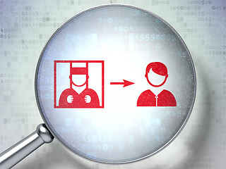 Image showing Law concept: Criminal Freed with optical glass on digital background
