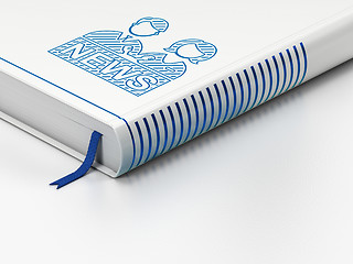 Image showing News concept: closed book, Anchorman on white background