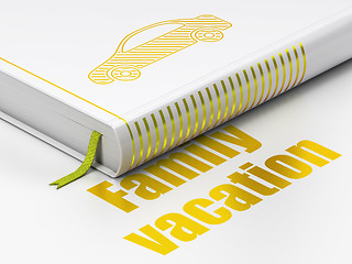 Image showing Travel concept: book Car, Family Vacation on white background