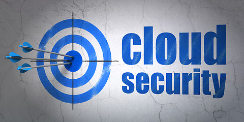 Image showing Privacy concept: target and Cloud Security on wall background