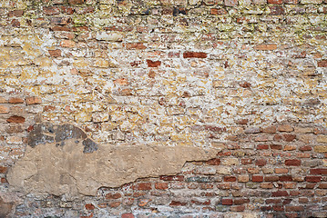 Image showing colorful abandoned  brick  wall 