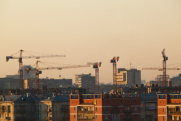 Image showing City view at sunset