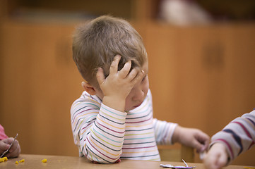 Image showing Cute little child in kindergarten class