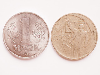 Image showing  Vintage Russian ruble coin and G vintage